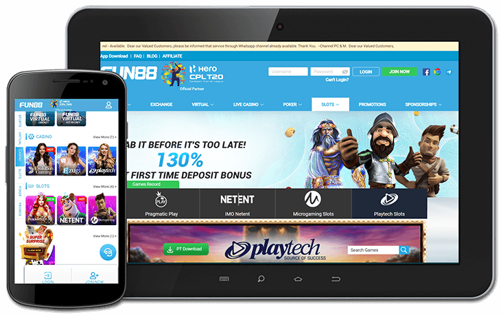 Mobile Fun88 accept PayTM and provides betting online possibilities